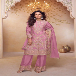 Women's Premium Embroidered Chinon Palazzo Suit Set with Dupatta